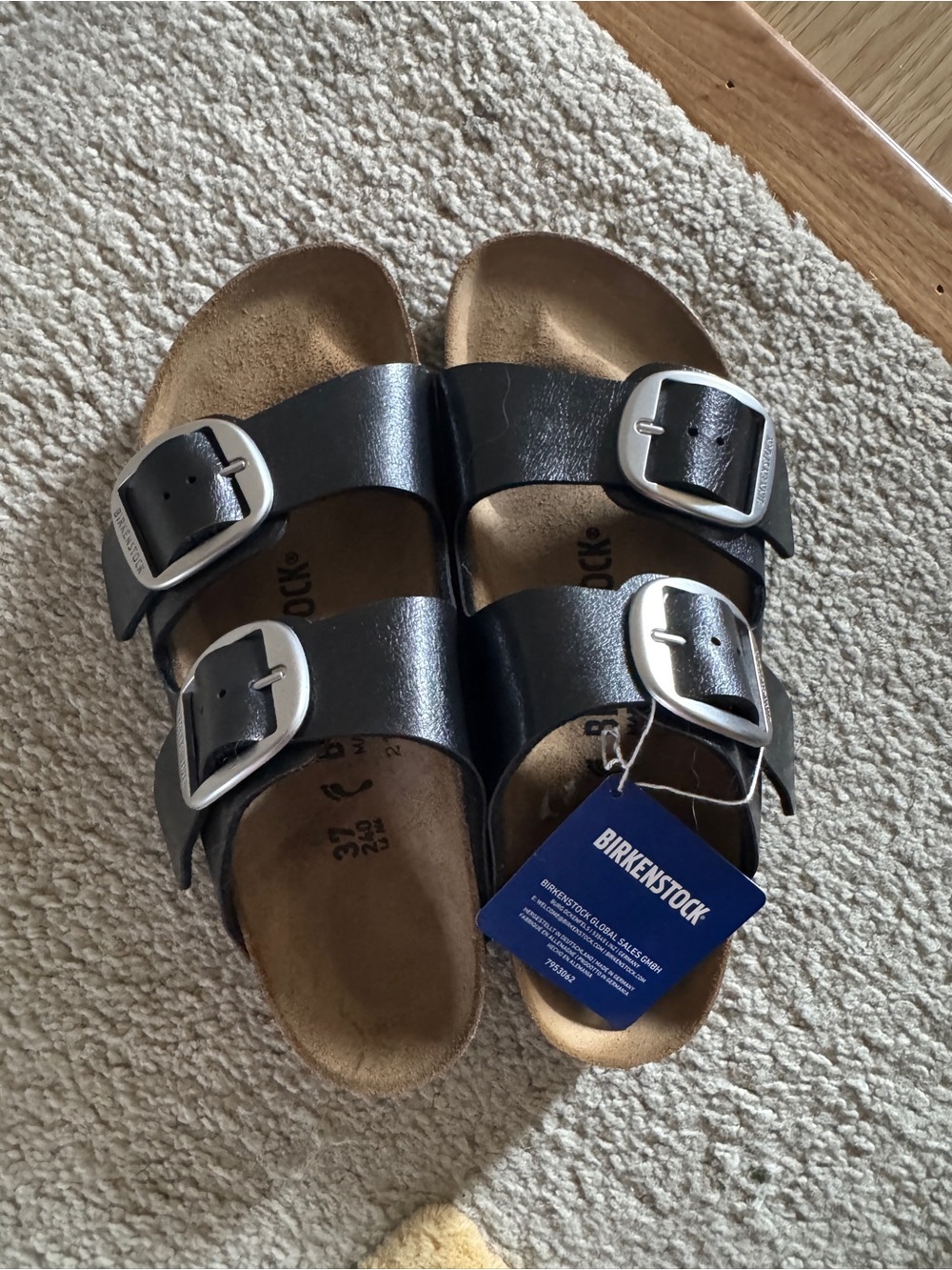 Birkenstock Arizona Big Buckle Slide Sandal Black SZ 37 "BRAND NEW OUT OF BOX" - Picture 1 of 5